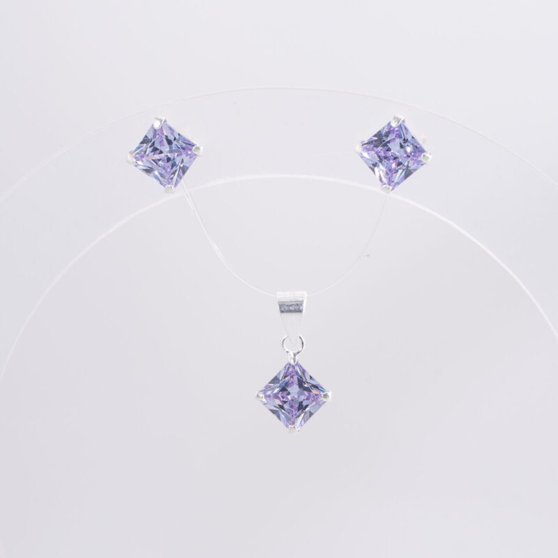 Conjunto Punto de Luz Cuadrado Morado, Pedestal 4 Puntas y Dije