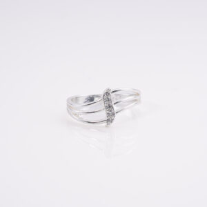 Anillo Triple Linea Ondulada Centro s con circonitas T. 15