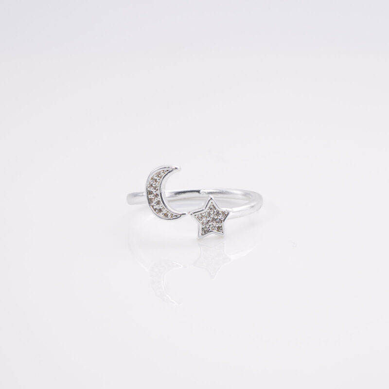 Anillo Lunas Y Estrella con Circonitas Ajustables T.15,5
