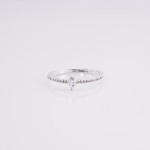 Anillo Cintillo delgado de Circonitas Centro Rombo de Circonita T. 18
