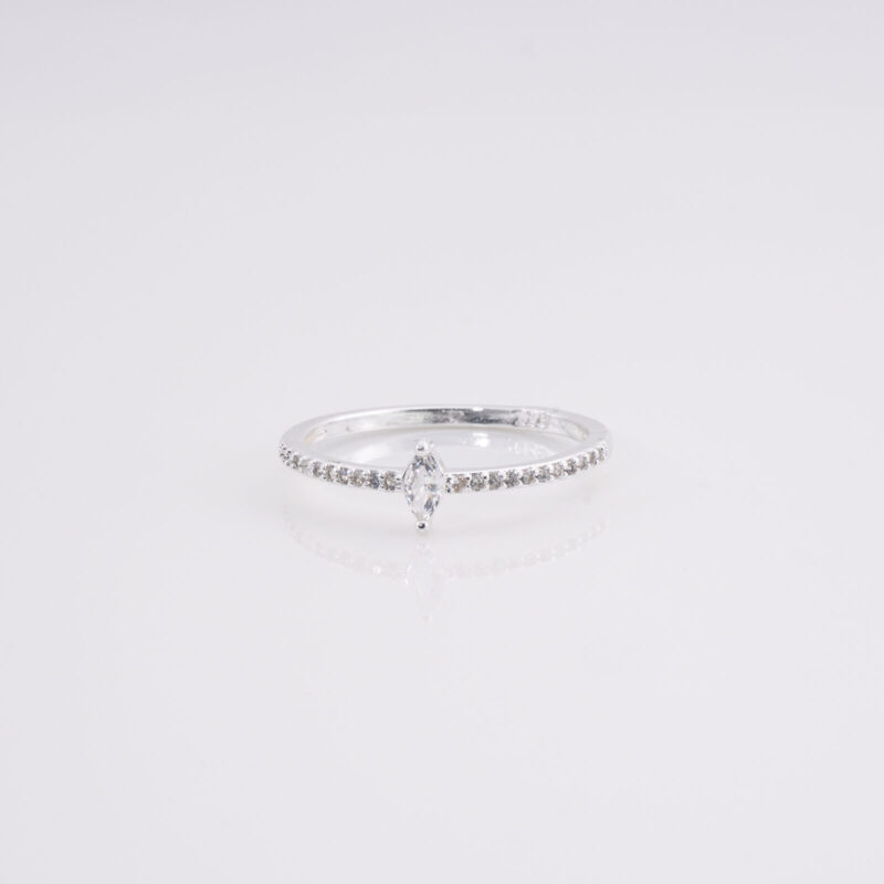 Anillo Cintillo delgado de Circonitas Centro Rombo de Circonita T. 18