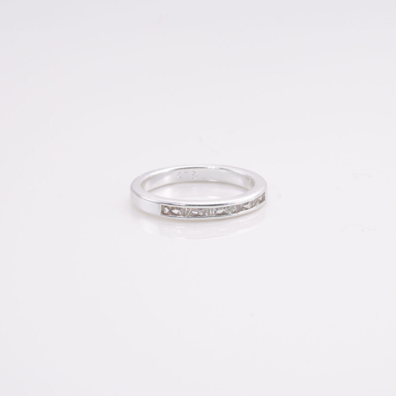 Anillo Lienzo Con Circonitas Rectangulares T.6