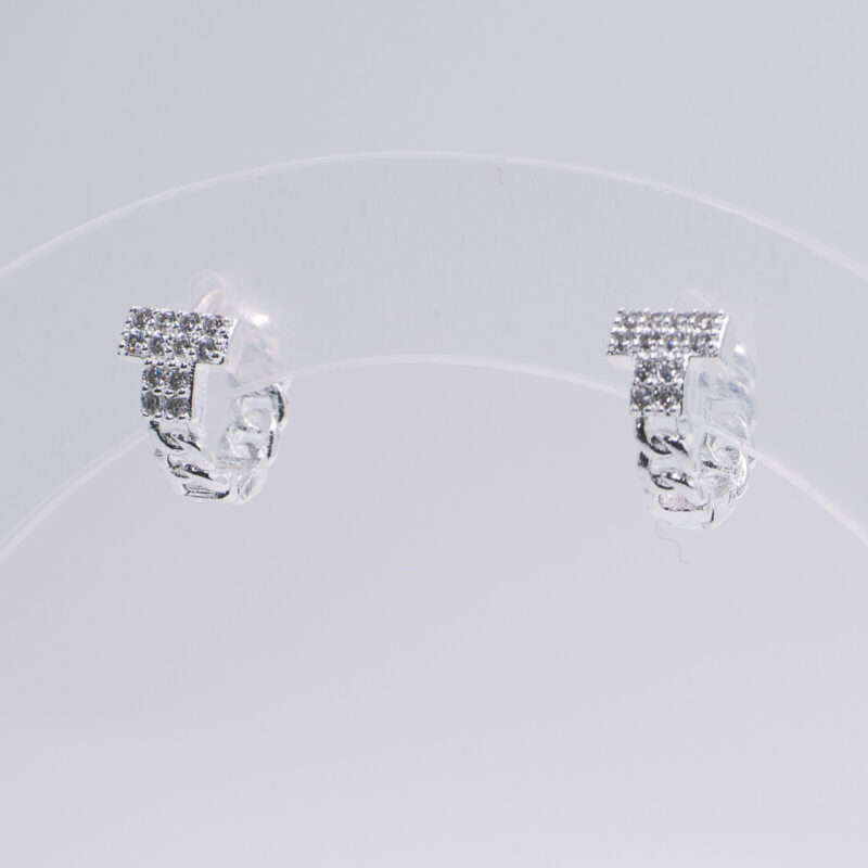 Argollitas T con Circonitas y Cadenas 10mm