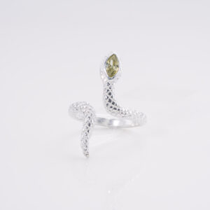 Anillo Serpiente Escamas Circonita Verde Cabeza T.14