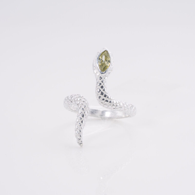 Anillo Serpiente Escamas Circonita Verde Cabeza T.14