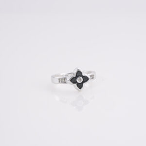 Anillo Flor Negra Grueso T.4