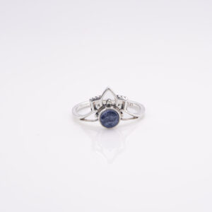 Anillo Flor Corona con piedra talla 18