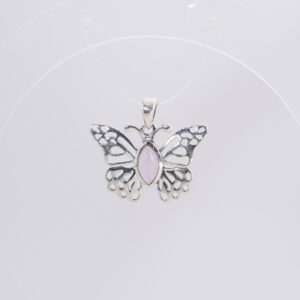 Dije Mariposa Piedra Cuarzo Rosa