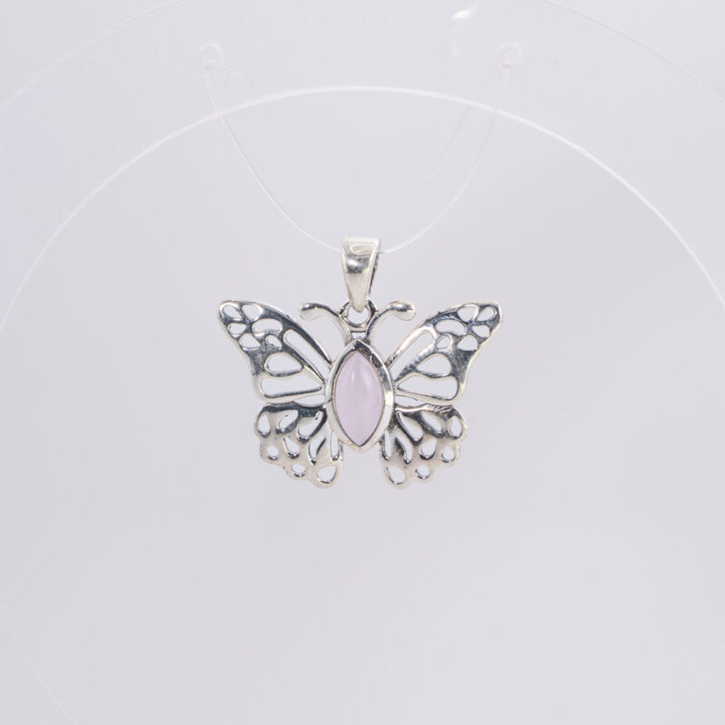 Dije Mariposa Piedra Cuarzo Rosa